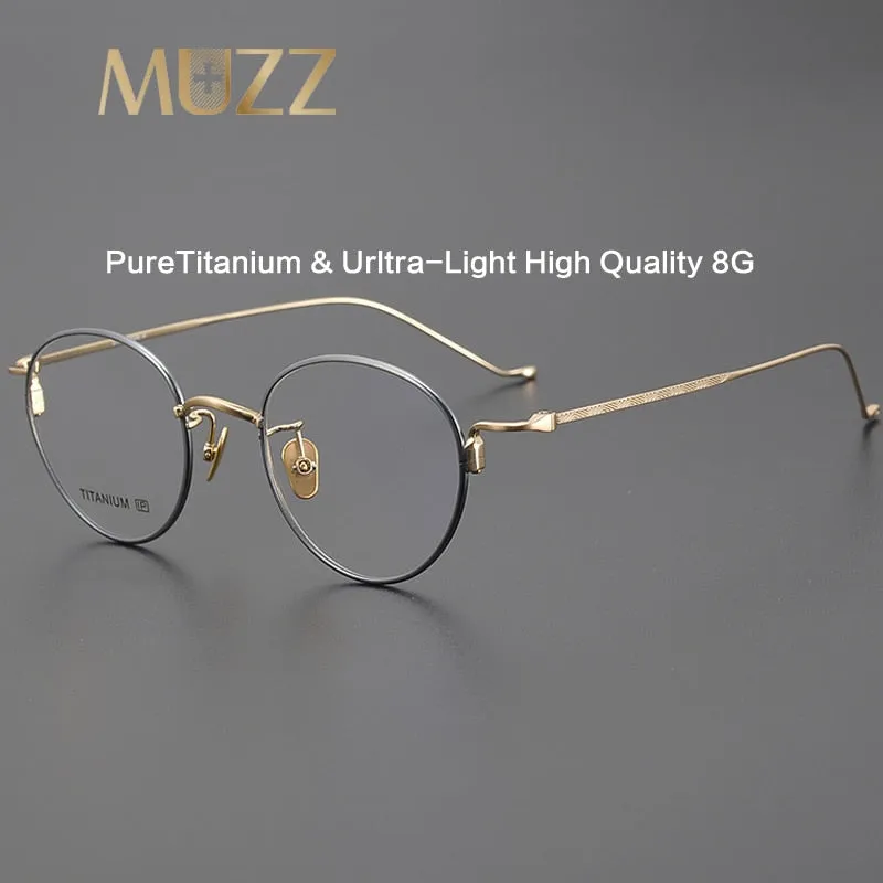 Muzz Unisex Full Rim Irregular Round Titanium Eyeglasses W219