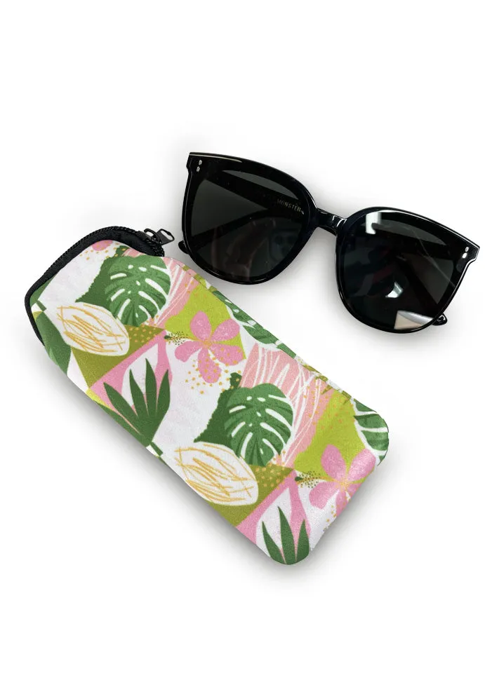 Neoprene Sunglasses Case – Pink & Green Palm Pattern