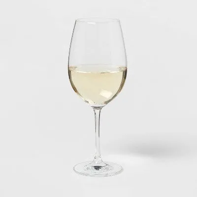 New - Threshold Signature Crystal White Wine Glasses Set of 4 Long Stem Glasses 17.1oz