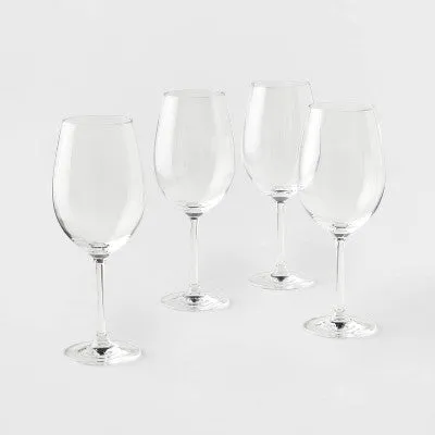 New - Threshold Signature Crystal White Wine Glasses Set of 4 Long Stem Glasses 17.1oz