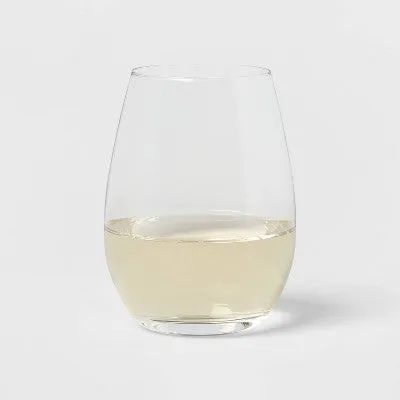 New - Threshold Signature Set of 4 White Wine Glasses Stemless Crystal Glasses 15.7oz