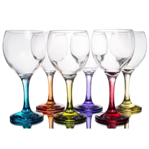 Orion Multi Colored Party Stemmed Wine Glasses, 12 oz, Set of 6