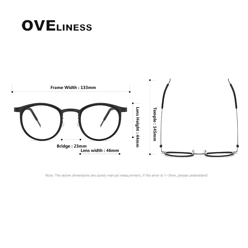 Oveliness Men's Full Rim Round Acetate Titanium Eyeglasses 9704