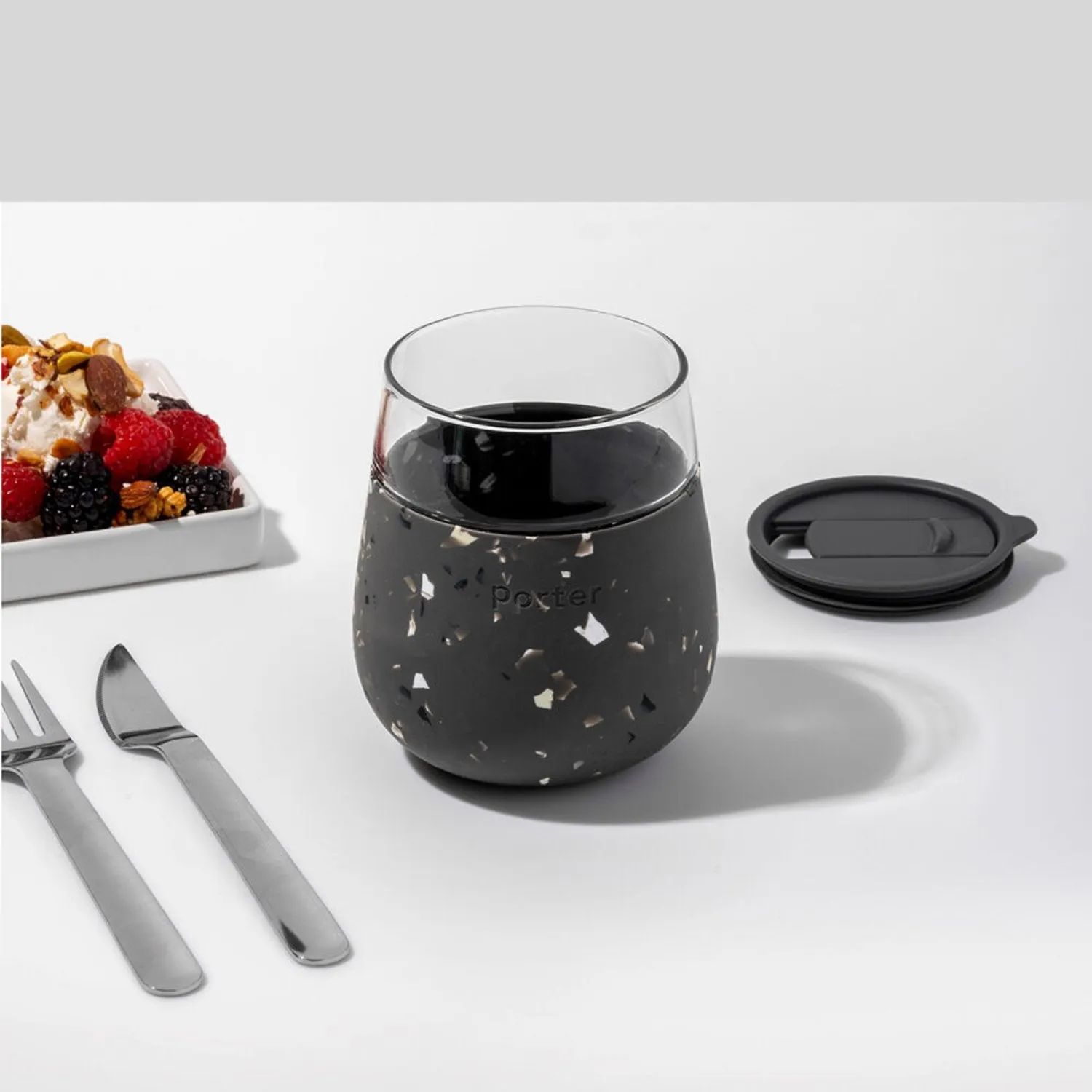 porter | glass tumbler | terrazzo charcoal - LC