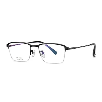 Ralferty Men's Semi Rim Square Acetate Titanium Eyeglasses D2033t