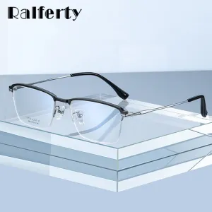 Ralferty Men's Semi Rim Square Acetate Titanium Eyeglasses D2033t