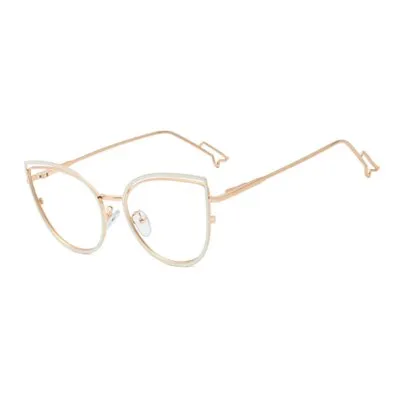 Ralferty Metallic Eyeglass Frame Women Computer Anti Blue Light Glasses