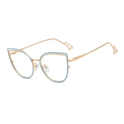 Ralferty Metallic Eyeglass Frame Women Computer Anti Blue Light Glasses