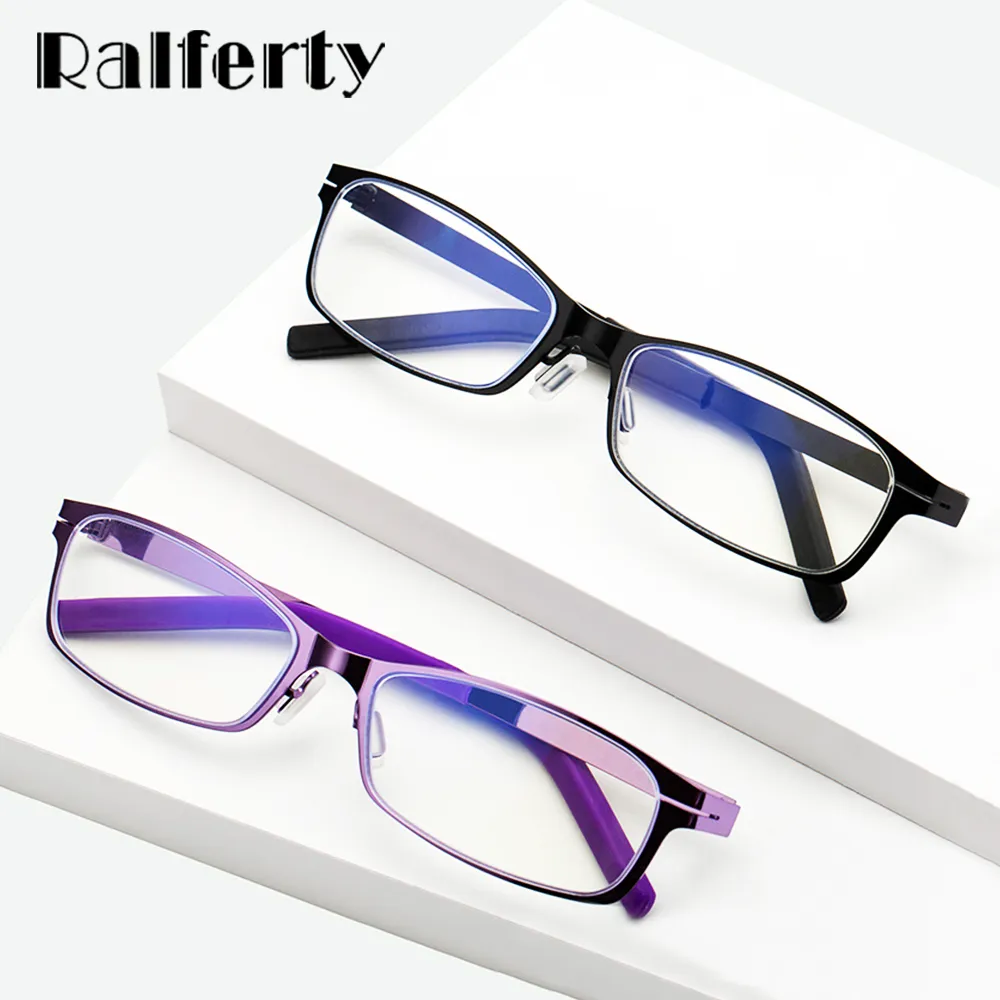 Ralferty Unisex Full Rim Rectangle Alloy Hyperopic Reading Glasses D1331