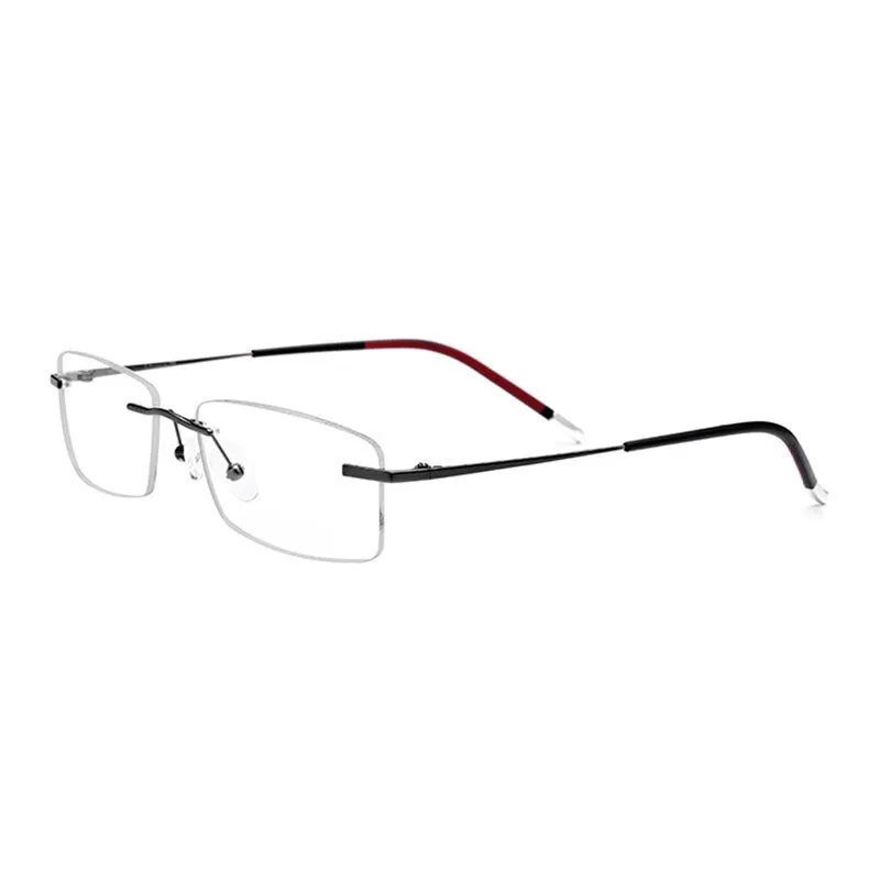 Reven Jate Men's Rimless Square Titanium Eyeglasses 9202