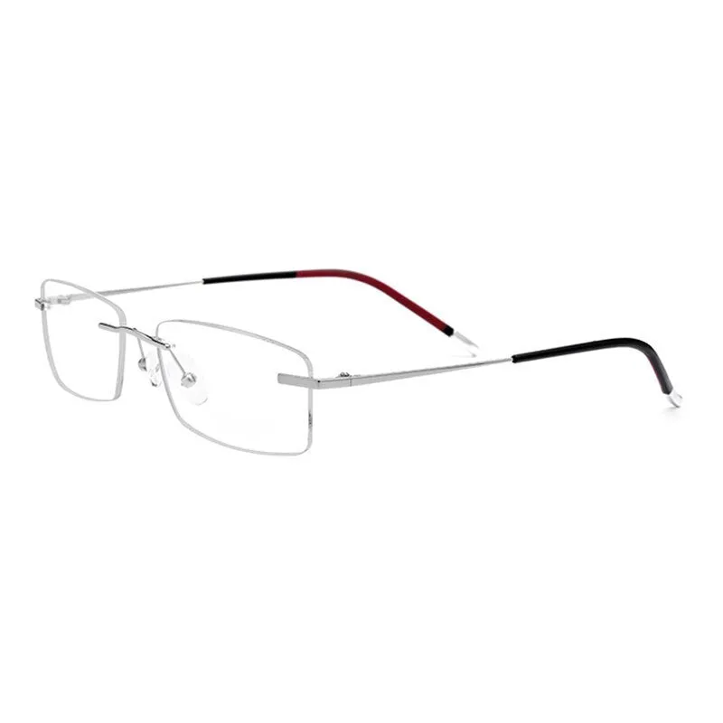 Reven Jate Men's Rimless Square Titanium Eyeglasses 9202