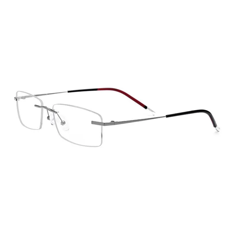 Reven Jate Men's Rimless Square Titanium Eyeglasses 9202