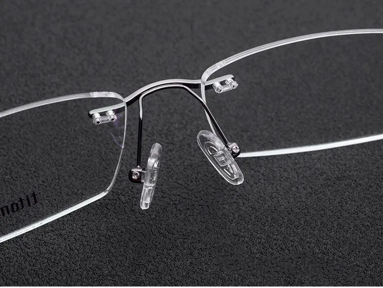 Reven Jate Men's Rimless Square Titanium Eyeglasses 9202