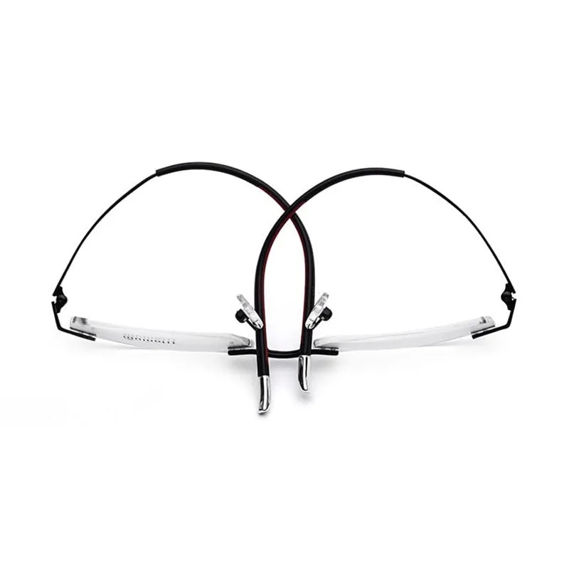 Reven Jate Men's Rimless Square Titanium Eyeglasses 9202