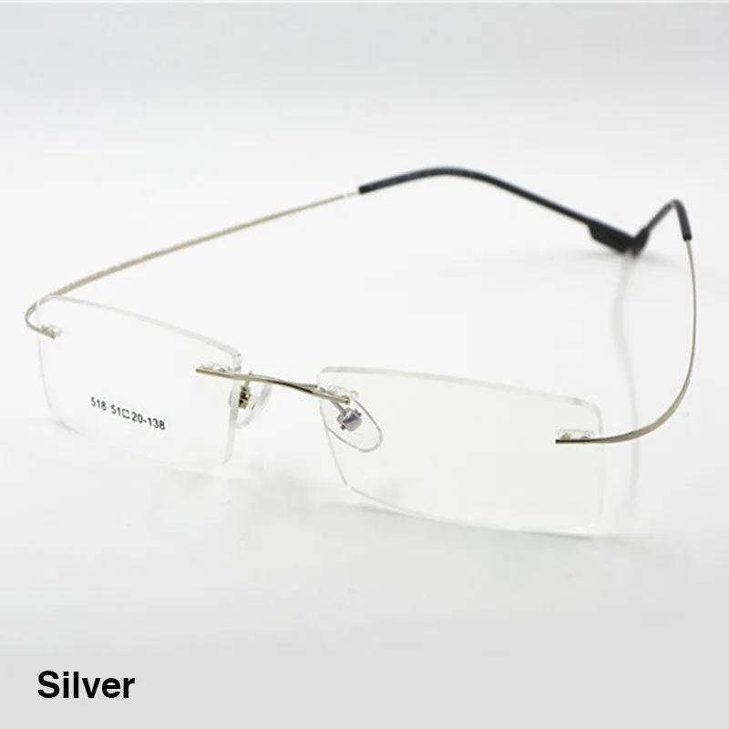 Reven Jate Unisex Rimless Square Titanium Alloy Eyeglasses 2241