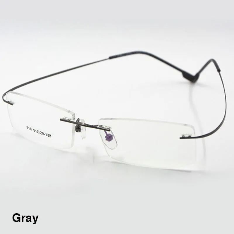 Reven Jate Unisex Rimless Square Titanium Alloy Eyeglasses 2241