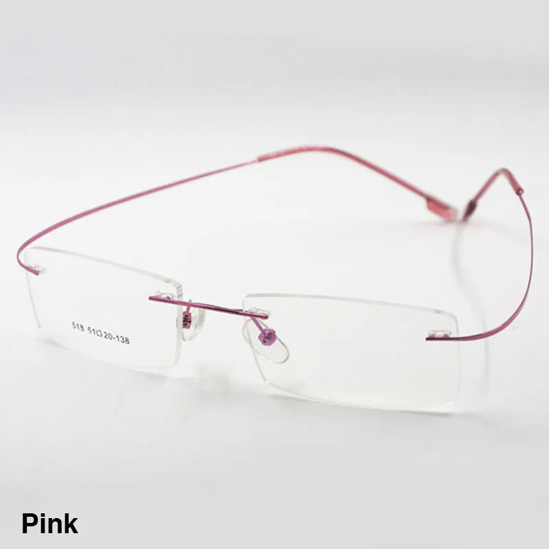 Reven Jate Unisex Rimless Square Titanium Alloy Eyeglasses 2241