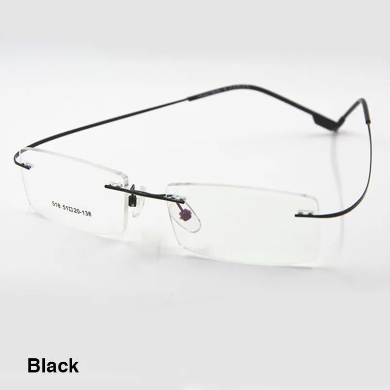 Reven Jate Unisex Rimless Square Titanium Alloy Eyeglasses 2241