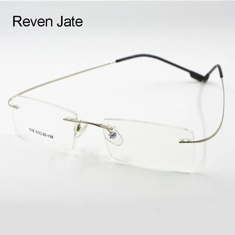 Reven Jate Unisex Rimless Square Titanium Alloy Eyeglasses 2241