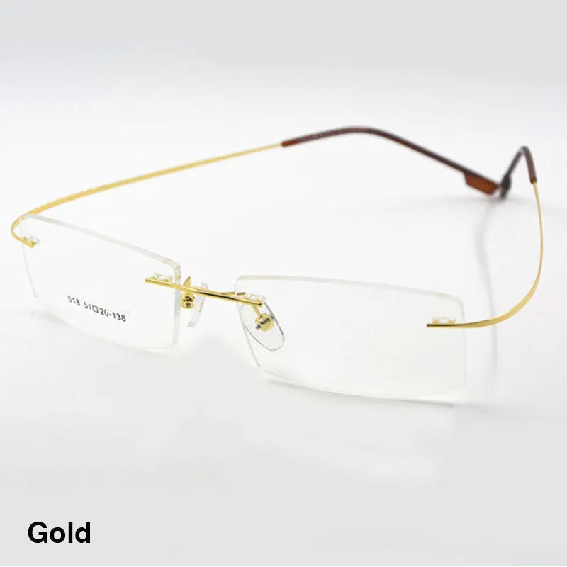 Reven Jate Unisex Rimless Square Titanium Alloy Eyeglasses 2241