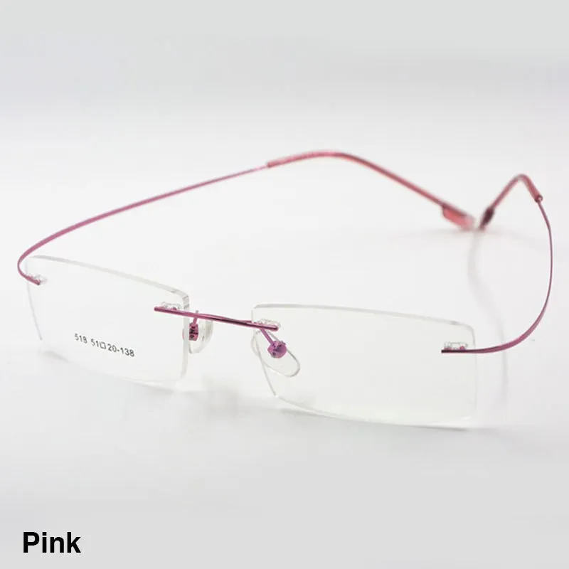 Reven Jate Unisex Rimless Square Titanium Alloy Eyeglasses 2241