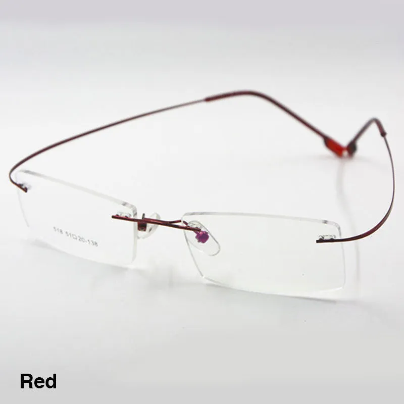 Reven Jate Unisex Rimless Square Titanium Alloy Eyeglasses 2241