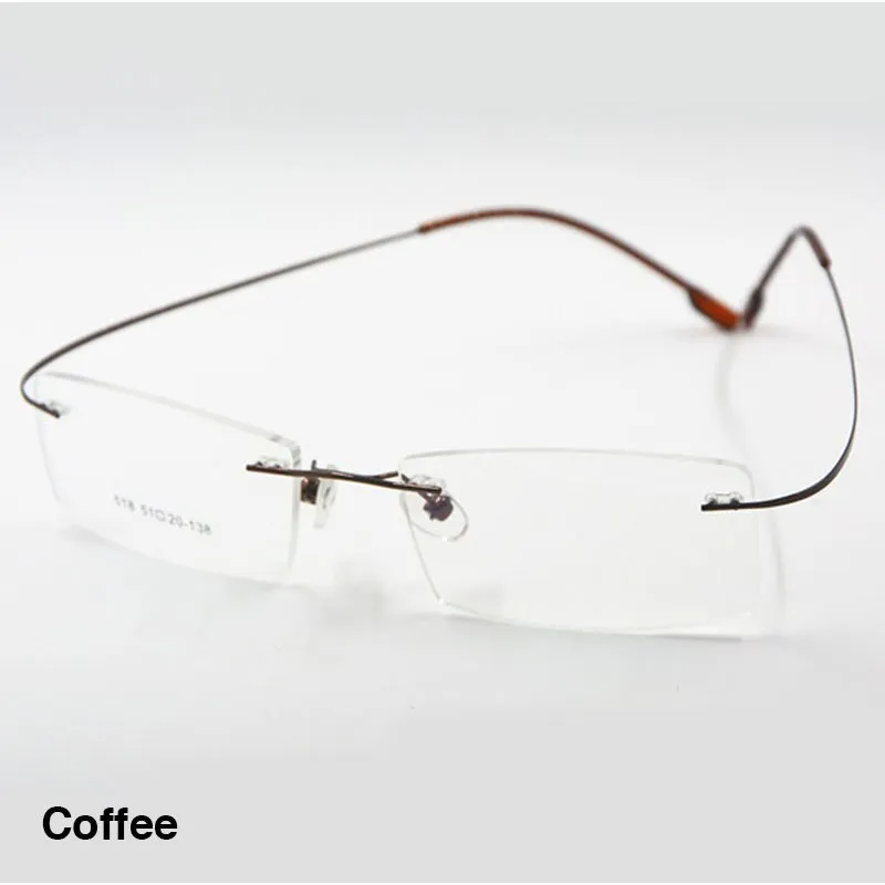 Reven Jate Unisex Rimless Square Titanium Alloy Eyeglasses 2241