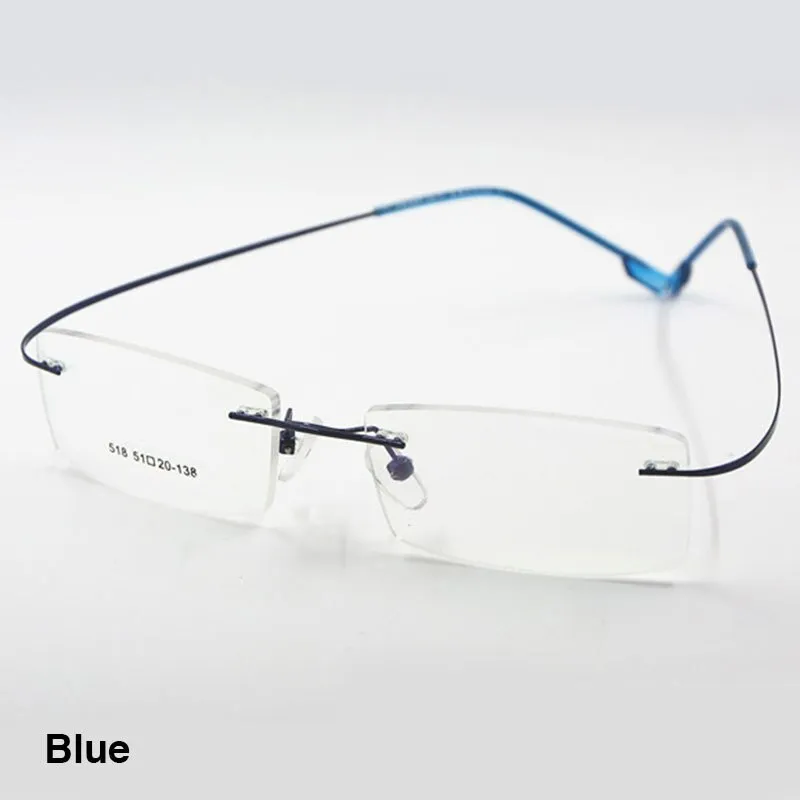 Reven Jate Unisex Rimless Square Titanium Alloy Eyeglasses 2241