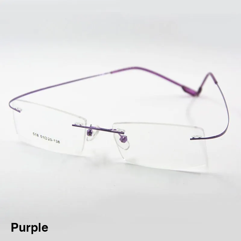 Reven Jate Unisex Rimless Square Titanium Alloy Eyeglasses 2241