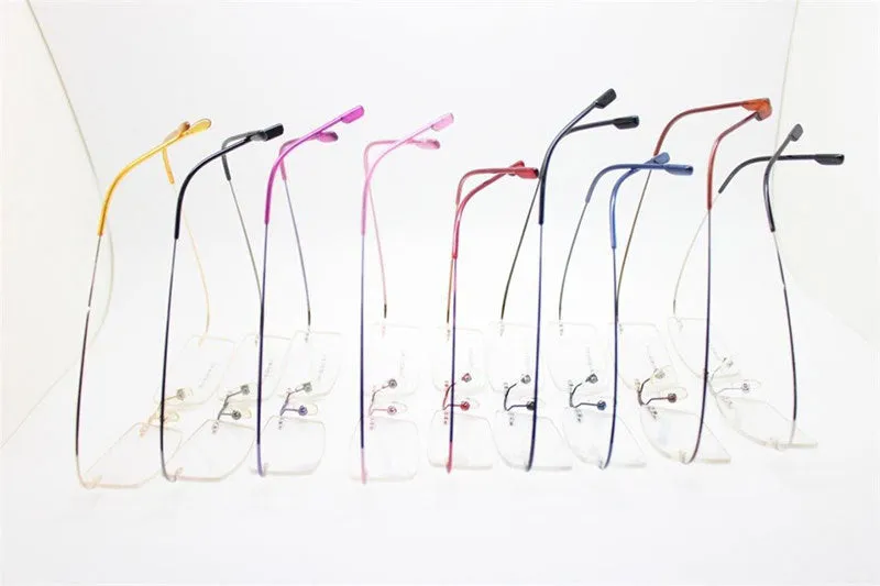 Reven Jate Unisex Rimless Square Titanium Alloy Eyeglasses 2241