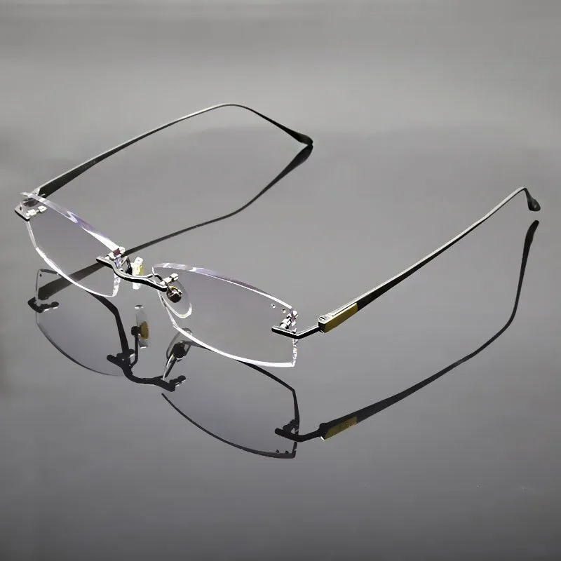 Reven Jate Unisex Rimless Square Titanium Eyeglasses 8047