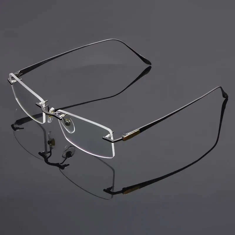 Reven Jate Unisex Rimless Square Titanium Eyeglasses 8047