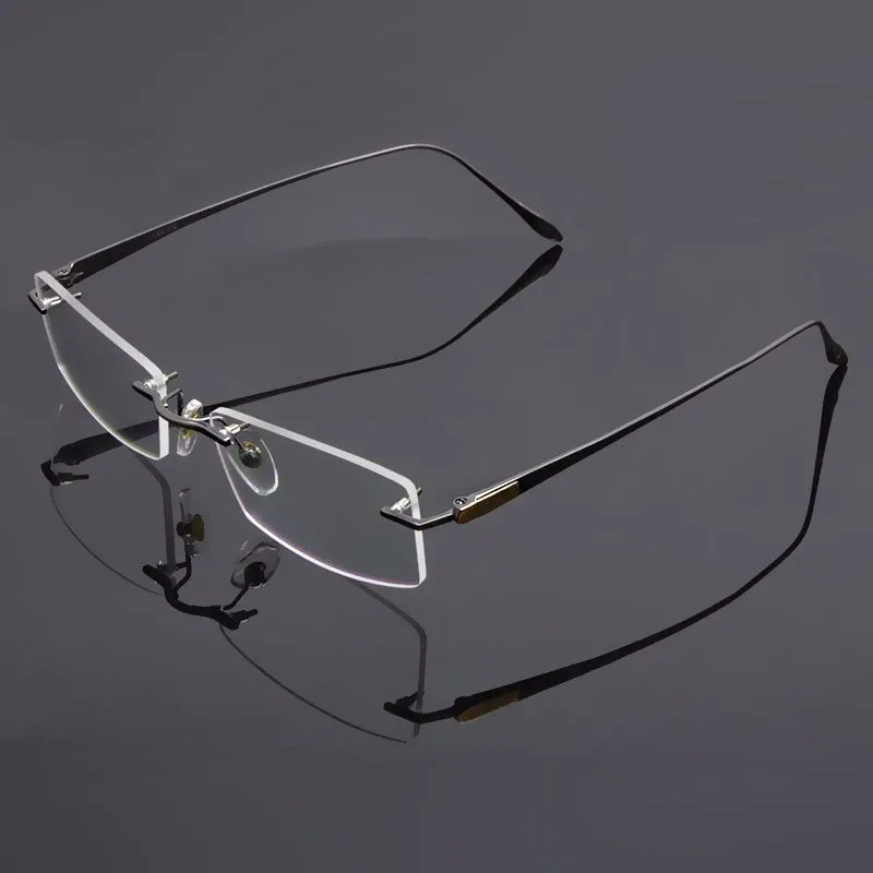 Reven Jate Unisex Rimless Square Titanium Eyeglasses 8047