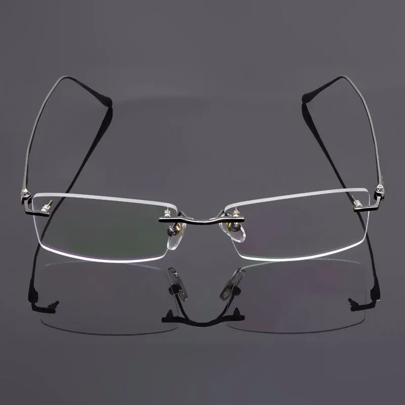 Reven Jate Unisex Rimless Square Titanium Eyeglasses 8047