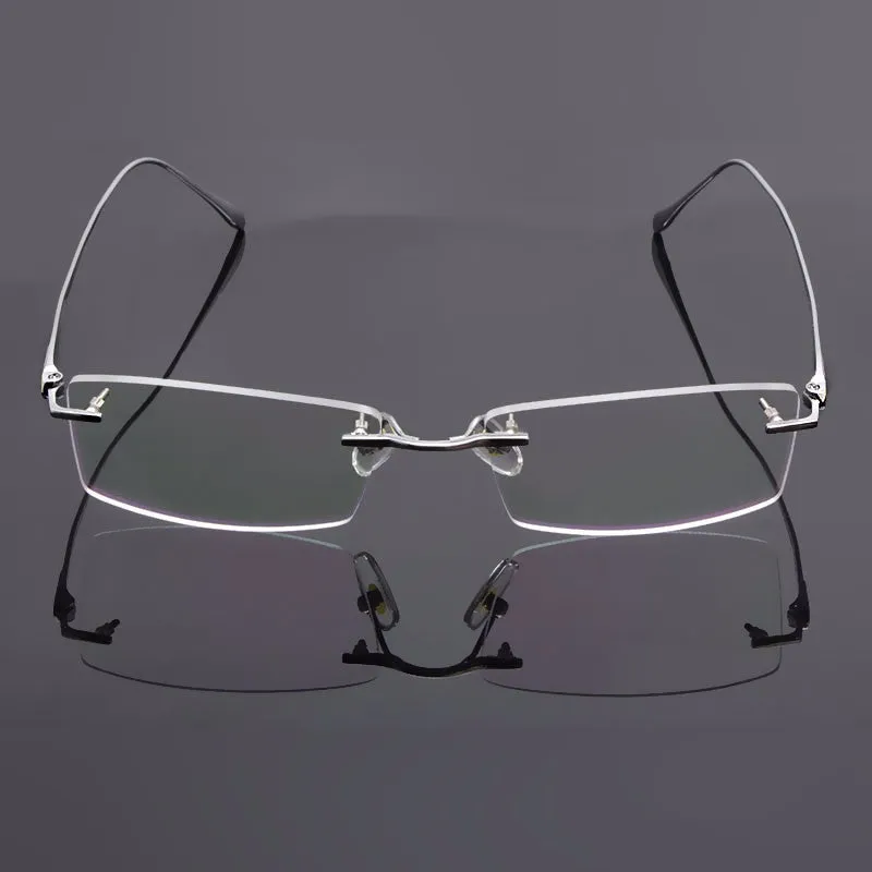 Reven Jate Unisex Rimless Square Titanium Eyeglasses 8047