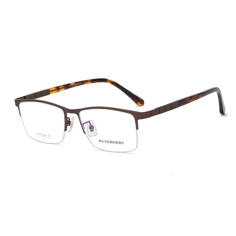 Reven Jate Unisex Semi Rim Square Titanium Frame Eyeglasses  71137