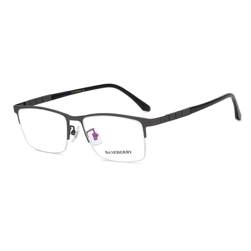 Reven Jate Unisex Semi Rim Square Titanium Frame Eyeglasses  71137