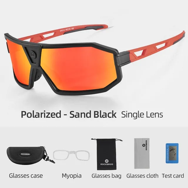 Rockbros Unisex Full Rim Rectangle Acetate Polarized Cycling Sunglasses 1000