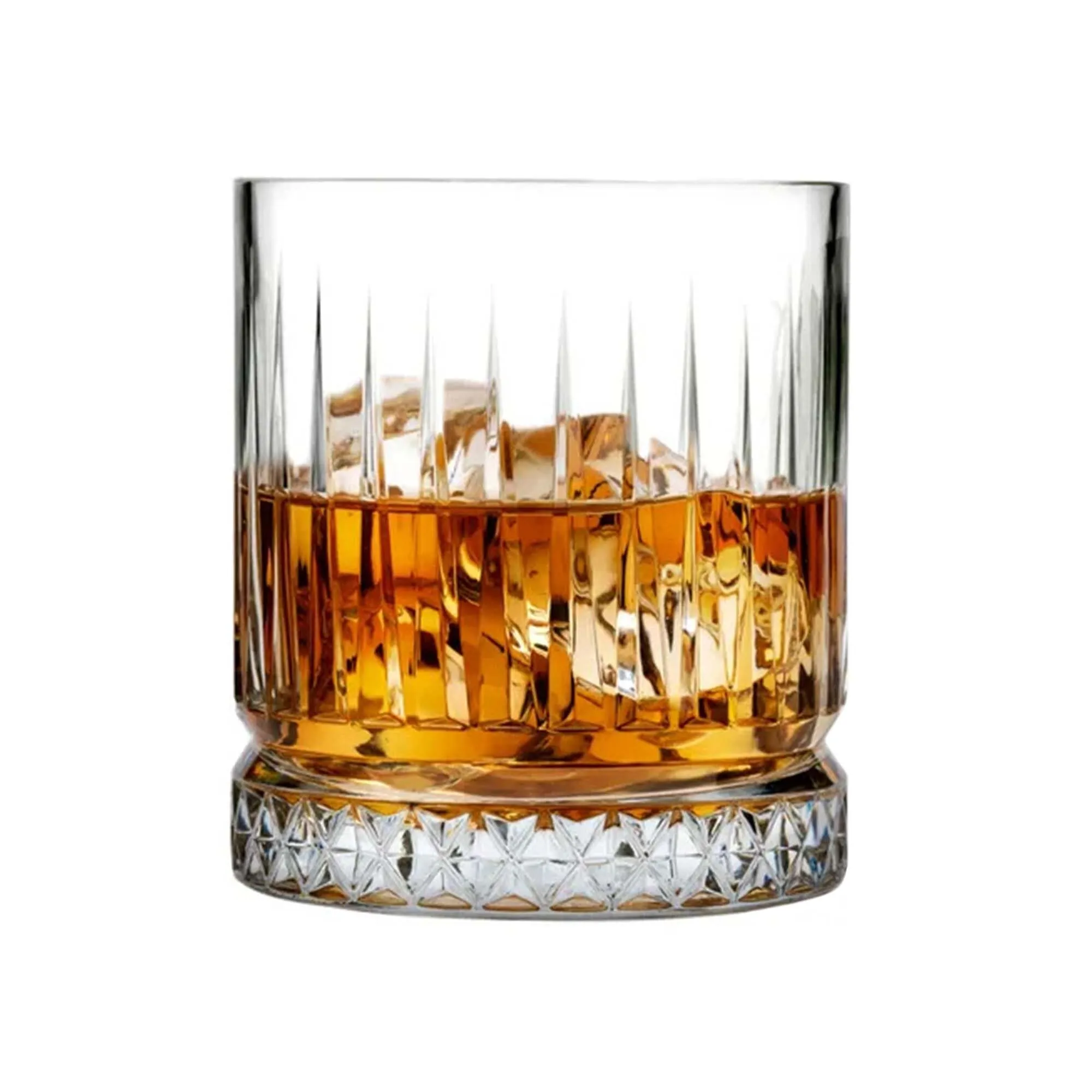 SAKI Trendy Whiskey Glasses Set of 4 | Stylish Design & Heavy Base | Perfect for Scotch, Mixed Drinks, Wine, Bourbon, Water and Cocktail Drinks 300 ML