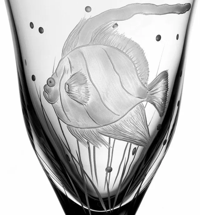 Sea Creatures Hand Engraved Varga Crystal 6-Pc. Water Glass Set