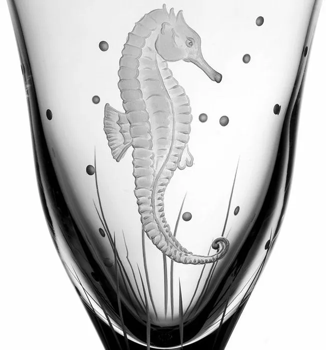 Sea Creatures Hand Engraved Varga Crystal 6-Pc. Water Glass Set