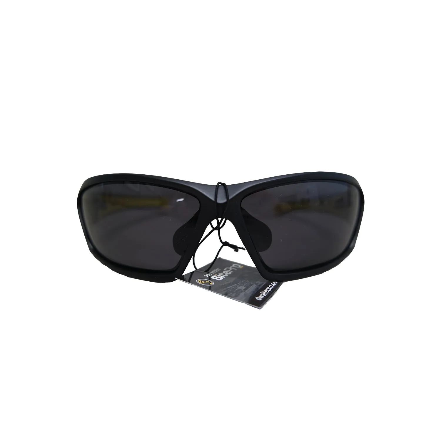 SitePro Safety Glasses, Polarized, Black frame with yellow accents