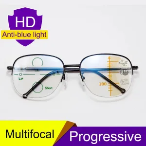 Smart zoom Multifocal Progressive Anti Blue Ray UV Protect Reading Glasses