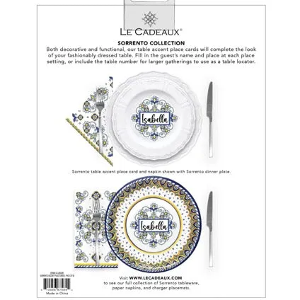 Sorrento Charger Placemats, Place Cards, Napkins & Coasters