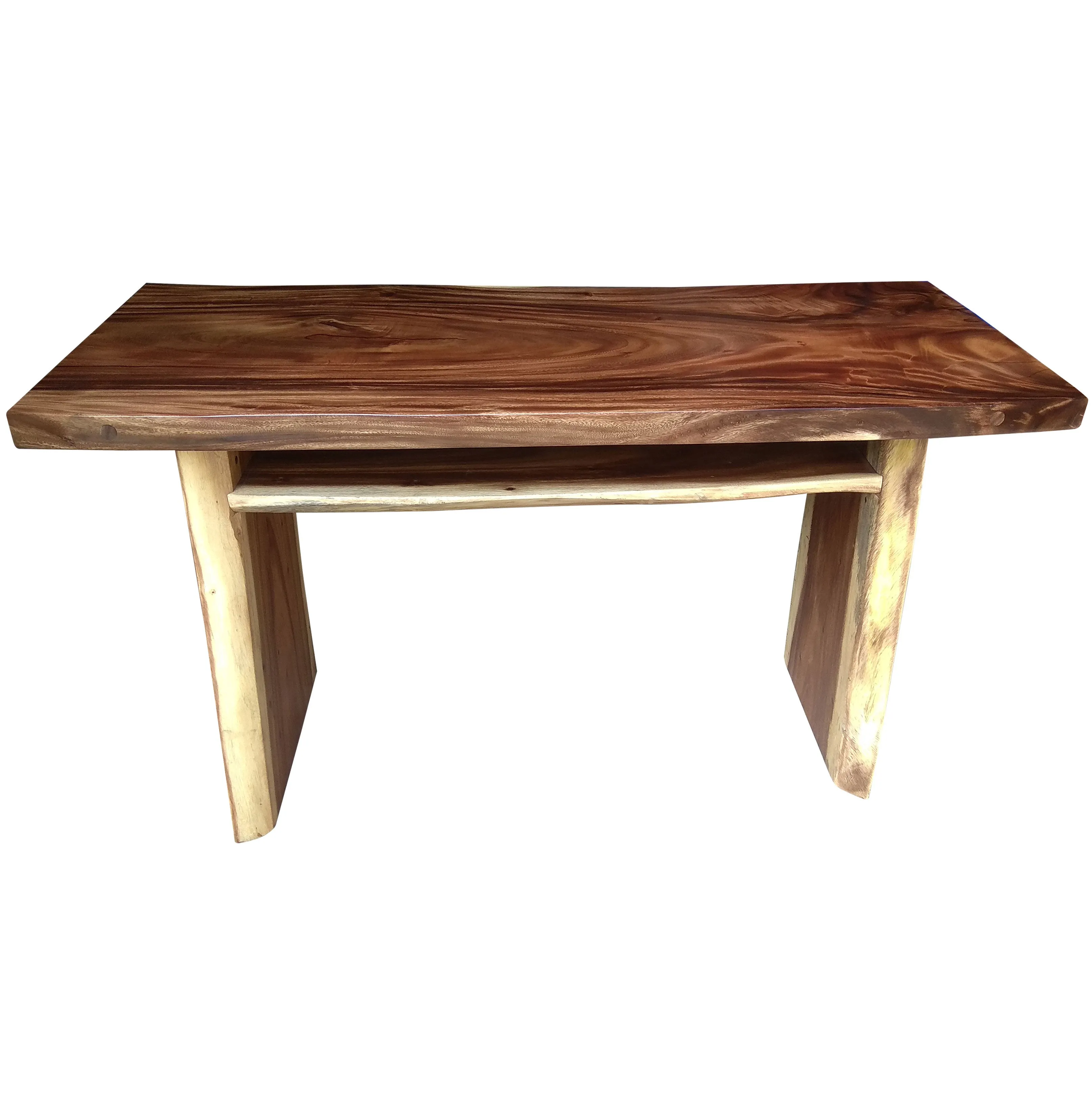 Suar Live Edge Slab Freestanding Bar with Shelf, 79 Inch (choice of table tops)