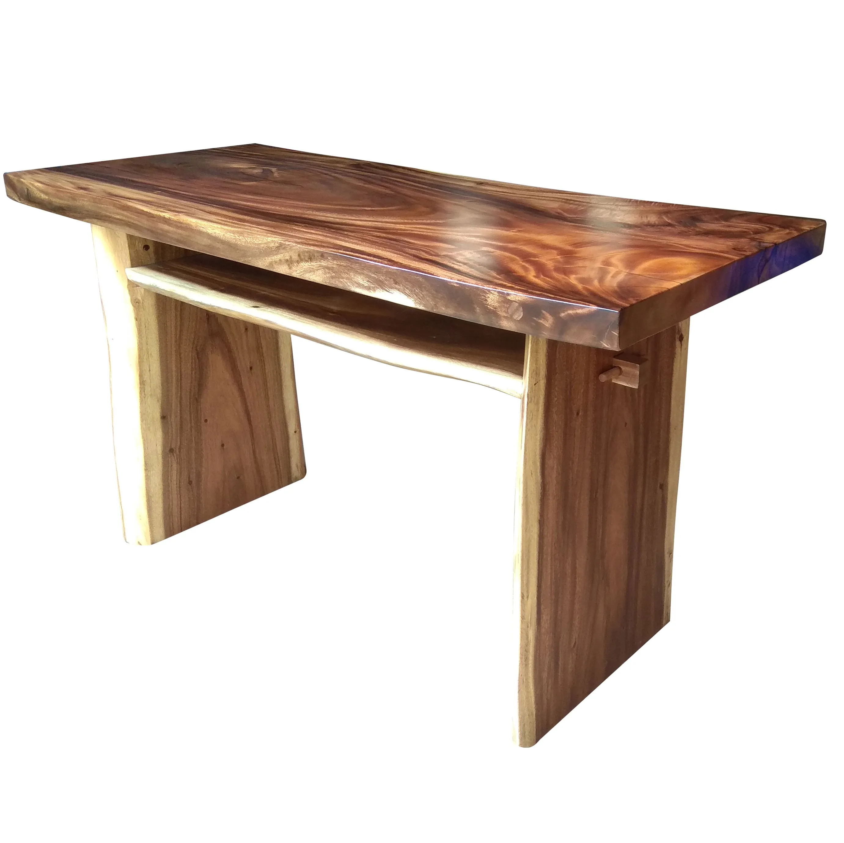 Suar Live Edge Slab Freestanding Bar with Shelf, 79 Inch (choice of table tops)