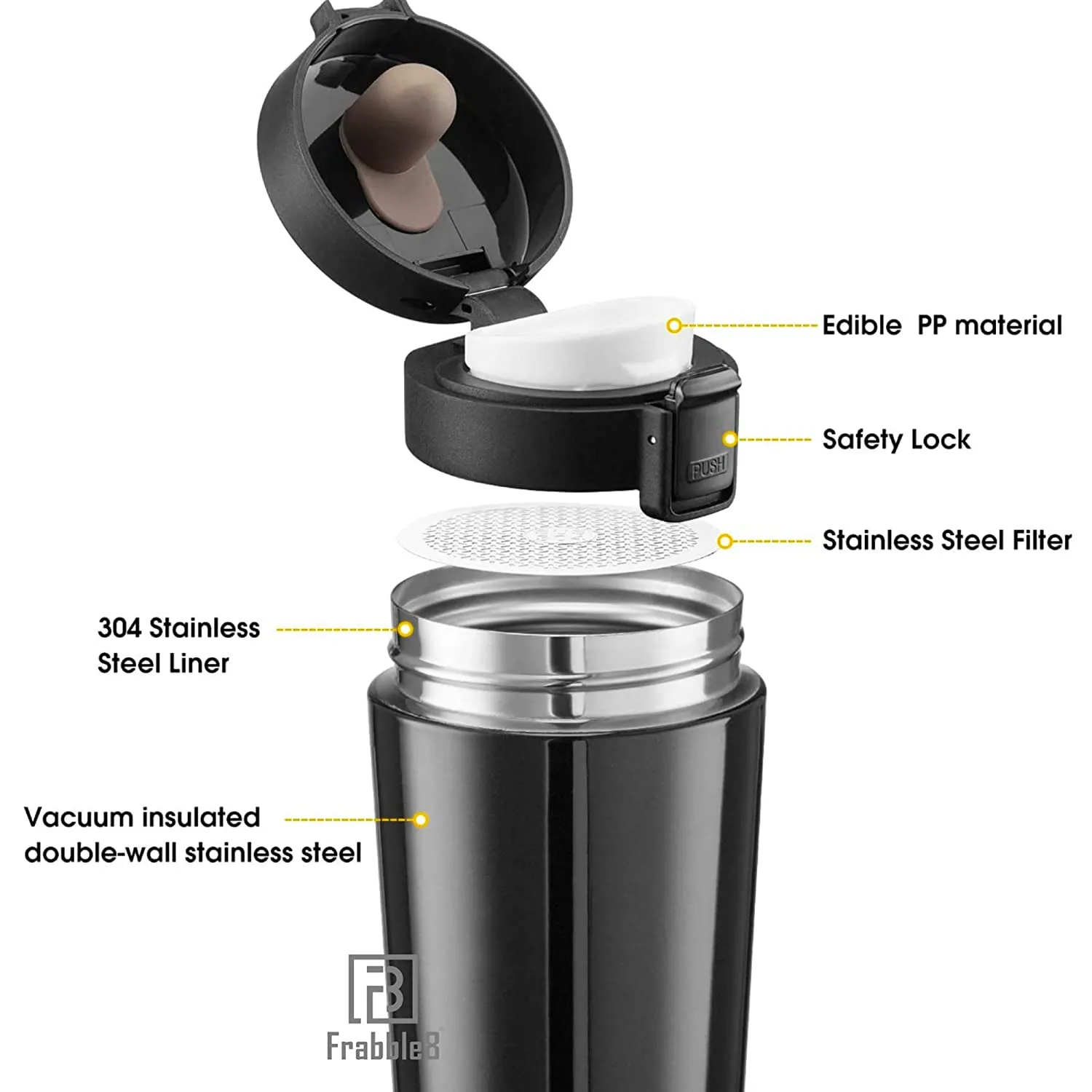 Vacuum Insulated Travel Stainless Steel Tea Coffee Flask Thermos Mug