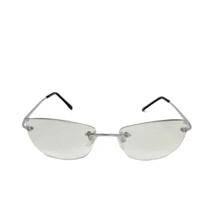 Vintage Small Sized 2000 Clear Non Framed Sunglasses - Silver