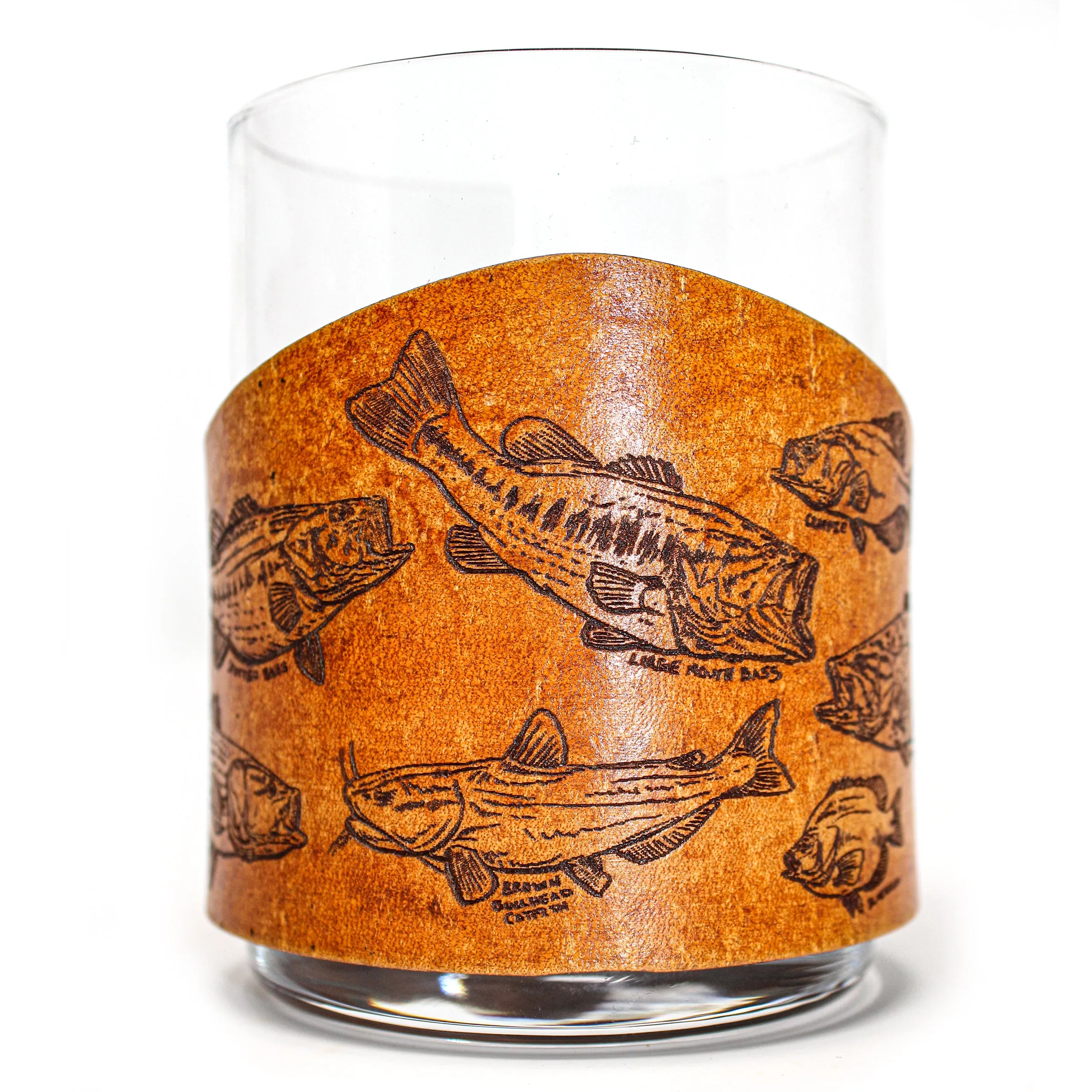 Whiskey Glass Leather Wrap - Fresh & Salt Trophy Set