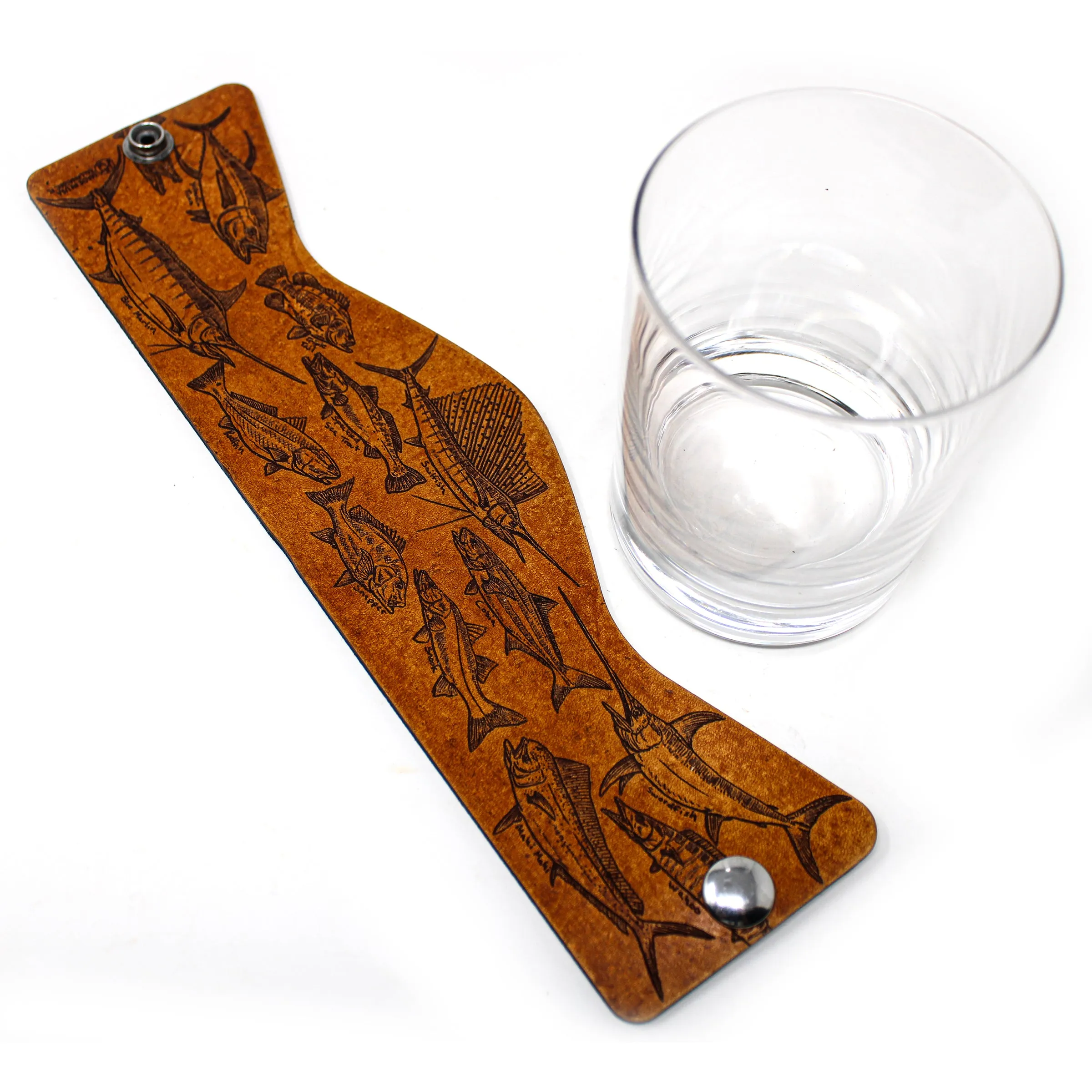 Whiskey Glass Leather Wrap - Fresh & Salt Trophy Set